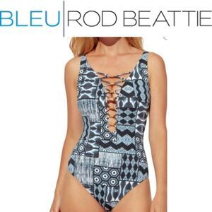 BLEU BY ROD BEATTIE Island Time One-Piece Lace up knotted Women's Swimsu…